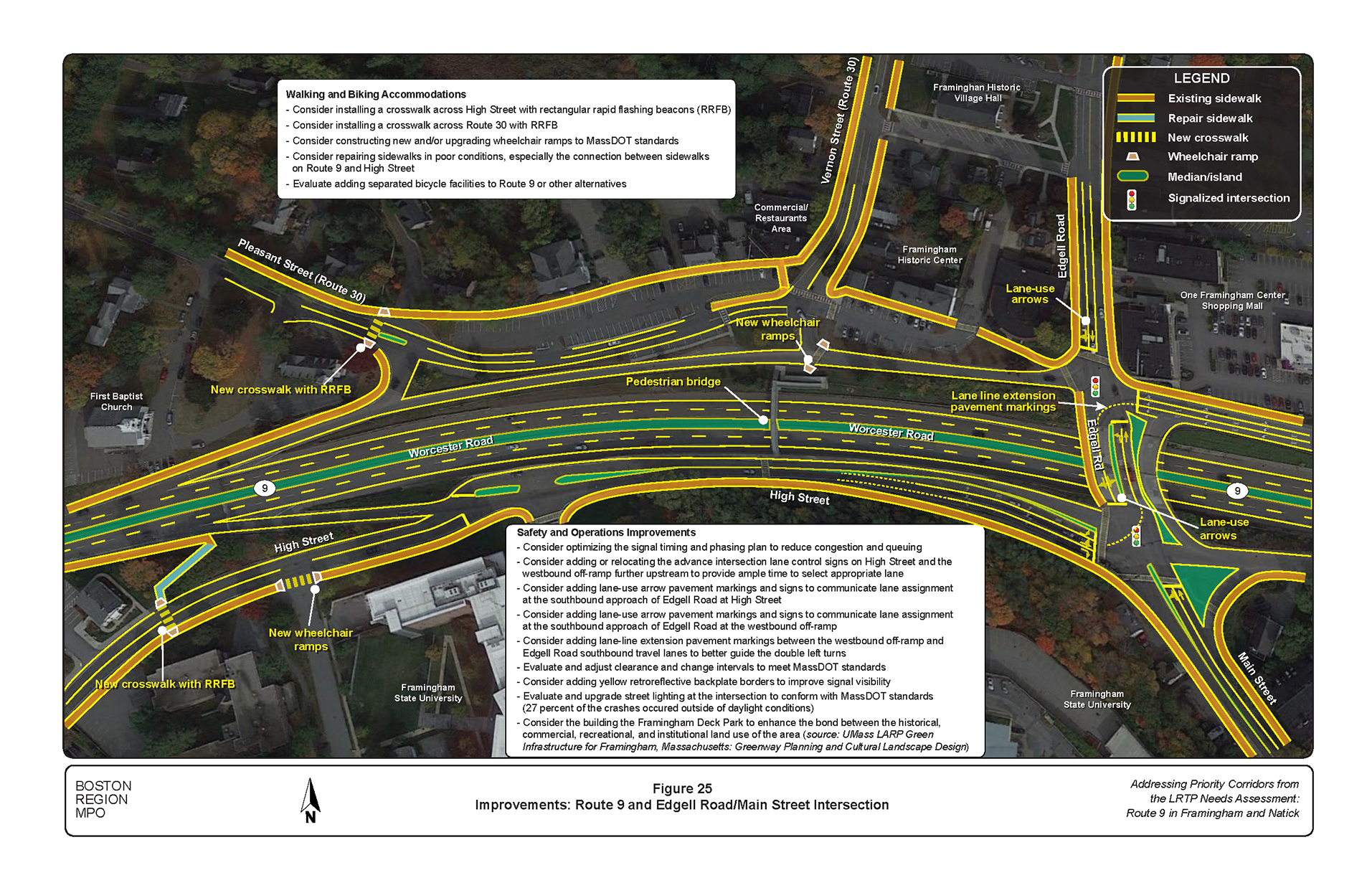 Figure 25 is an aerial photo showing the intersection of Route 9 and Main Street/Edgell Road and the improvements